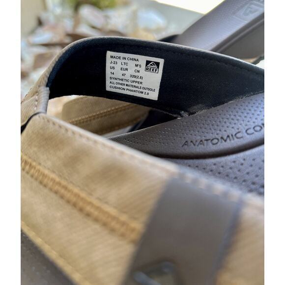 Reef Brown Bottle Opener Flip‎ Flops Comfort Cushion Phantom Men's Size 14 EUC - Picture 8 of 8